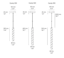 Suspension, Candy V30, laiton satiné, LED, dim, 2700K, 331 lm, Ø3,6cm, H30cm - CVL