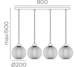 Suspension, Canica 4L, verre fumé, L80cm, H45cm - MDC