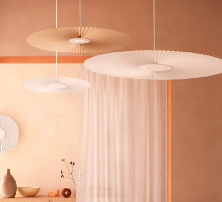 Suspension, Carmen Medium, sable doré, DIM, LED, 2700K, 700lm, Ø90cm, H3,5cm - HARTÔ