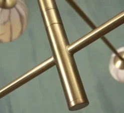 Suspension, Carrara 3 bras/6 globes, Finition Marbre blanc, laiton, Ø99cm, H95cm - It's about Romi