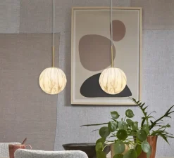 Suspension, Carrara S, Blanc marbre, or, Ø16cm, H28cm - It's about Romi