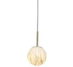 Suspension, Carrara S, Blanc marbre, or, Ø16cm, H28cm - It's about Romi