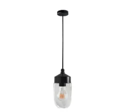 Suspension, ceilinglamp.161, avec glass004, noir, Ø10cm, H24cm - Zangra