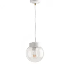 Suspension, ceilinglamp.137, avec glass005, en porcelaine et verre, blanc, Ø14,5cm, H15cm - Zangra