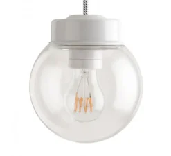Suspension, ceilinglamp.137, avec glass005, en porcelaine et verre, blanc, Ø14,5cm, H15cm - Zangra