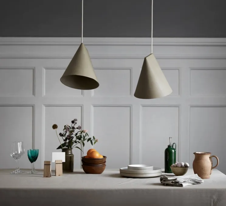 Suspension, Ceramic, Wide, vert olive, Ø23cm, H23,5cm - Moebe