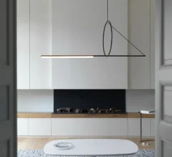 Suspension, Cercle et trait, XL, graphite satiné, LED, 2700K, 1400lm, L175cm, H160cm - CVL