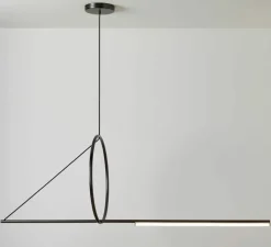 Suspension, Cercle et trait, XS, graphite satiné, LED, 2700K, 900lm, L123cm, H46cm - CVL