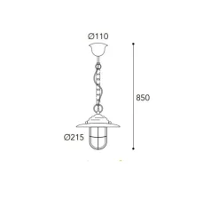 Suspension, Chalet 164, Laiton vieilli, IP44, Ø21,5cm, H85cm - Moretti Luce