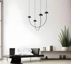 Suspension, Champignon C, noir, LED, 2700K, 720 lm, L101cm, H74,5cm - Luxcambra
