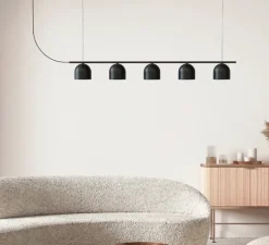Suspension, Chandelier 5, noir, L120cm, H14cm - Robin