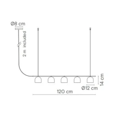 Suspension, Chandelier 5, noir, L120cm, H14cm - Robin