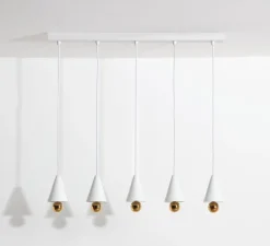 Suspension, Cherry, 5 pendants, blanc, LED, dim, 3000K, 5*1040 lm, L90cm, H5cm - Petite Friture