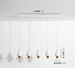 Suspension, Cherry, 5 pendants, blanc, LED, dim, 3000K, 5*1040 lm, L90cm, H5cm - Petite Friture