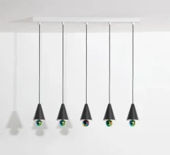 Suspension, Cherry, 5 pendants, noir, LED, dim, 3000K, 5*1040 lm, L90cm, H5cm - Petite Friture