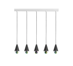 Suspension, Cherry, 5 pendants, noir, LED, dim, 3000K, 5*1040 lm, L90cm, H5cm - Petite Friture