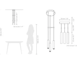 Suspension, Chimes Cluster 3, Bois clair, LED, 3000K, 220lm, Ø3,4cm, H22cm - Umage