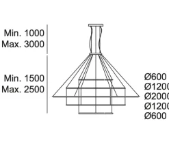Suspension, Circular 5 inward, noir, LED, 2700k, 10411 lm, Ø200cm, H72cm - LEDs C4
