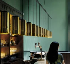 Suspension, Cirio Lineal, rectangular canopy 1-10V, laiton, LED, 2700K, 1185 lm, L168cm, H72cm - Santa & Cole