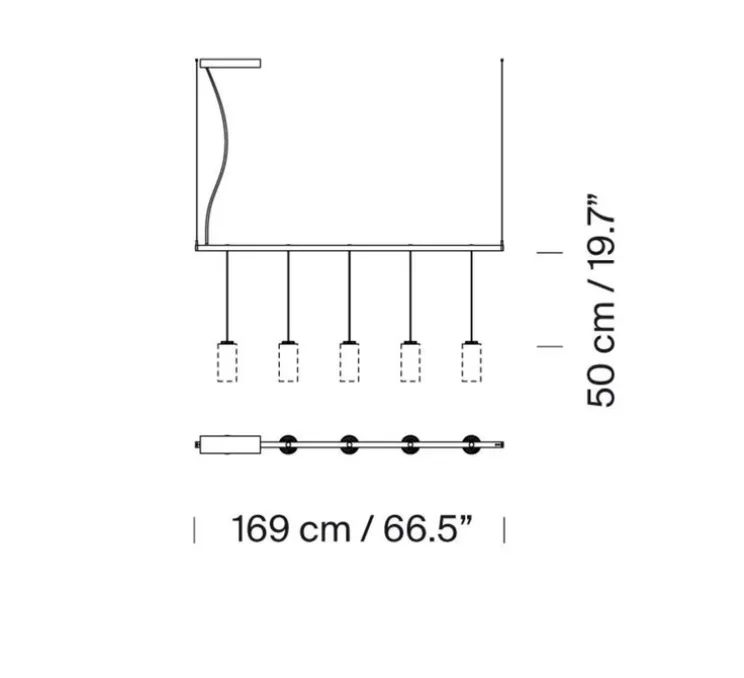Suspension, Cirio Lineal, rectangular canopy 1-10V, verre blanc, LED, 2700K, 3275 lm, L168cm, H72cm - Santa & Cole