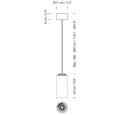 Suspension, Cirio Simple, surface canopy, porcelaine, LED, 2700K, 416 lm, Ø10cm, H21cm - Santa & Cole