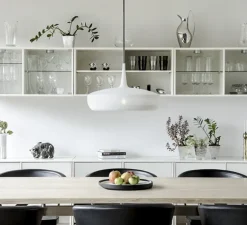 Suspension, Clava Dine, blanc mat, câble noir, H28cm, Ø43cm - Umage