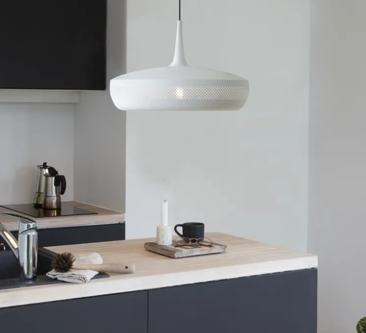 Suspension, Clava Dine, blanc mat, câble noir, H28cm, Ø43cm - Umage