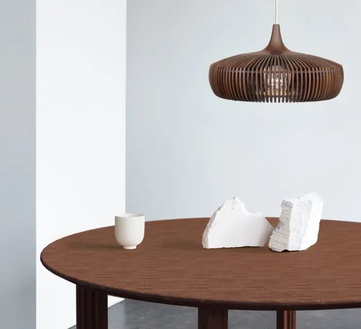 Suspension, Clava Dine, chêne foncé, câble blanc, Ø43cm, H24cm - Umage