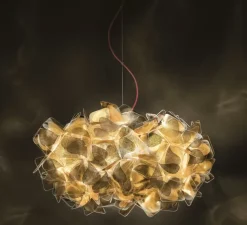 Suspension, Clizia Mama Non Mama M, or, câble rouge, Ø53cm, H25cm - Slamp