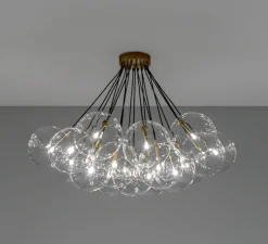 Suspension, Cloud 250, structure laiton, globes transparents, Ø119,5cm, H84,9cm - Schwung