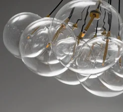 Suspension, Cloud 250, structure laiton, globes transparents, Ø119,5cm, H84,9cm - Schwung