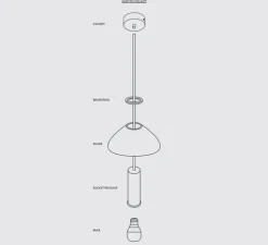 Suspension, Collect Lighting, low, noir, abat-jour Disc, gris clair, Ø12cm, H17cm - Ferm Living