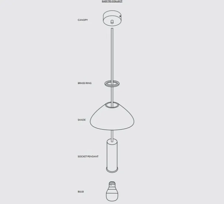 Suspension, Collect Lighting, low, noir, abat-jour Disc, gris clair, Ø12cm, H17cm - Ferm Living