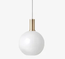 Suspension, Collect Lighting, low, laiton, abat-jour sphère opal, Ø25cm, H33,6cm - Ferm Living