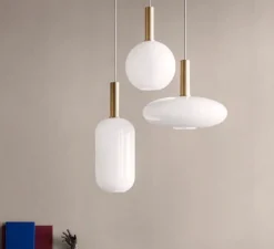 Suspension, Collect Lighting, high, laiton, abat-jour sphère opal, Ø25cm, H40,6cm - Ferm Living