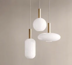 Suspension, Collect lighting, high, laiton, abat-jour Opal Tall, Ø18cm, H51,2cm - Ferm Living