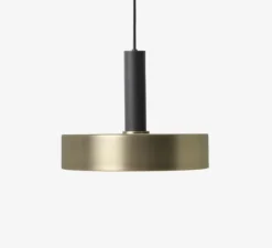 Suspension, Collect lighting, high, noir, abat-jour Record, laiton, Ø30cm, H17cm - Ferm Living