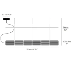 Suspension, Column, 6 cylindres, carbone, LED, dim, DALI, 2700K, L172cm, H17,5cm - A-N-D