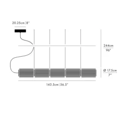 Suspension, Column, 5 cylindres, horizontale, ivoire, LED, dim, DALI, 2700K, L143,5cm, H17,5cm - A-N-D