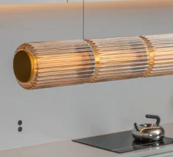 Suspension, Column 175, horizontal, 8 cylindres, ambre, LED, dali, 2700K, 5688lm, Ø17,5cm, L228cm - A-N-D