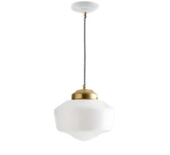Suspension, Connor, laiton, verre opalin, Ø25,5cm, H25cm - Zangra