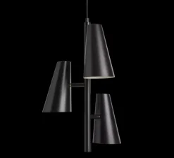 Suspension, Cono, 3 abat-jour, noir, Ø36cm, H50cm - Woud
