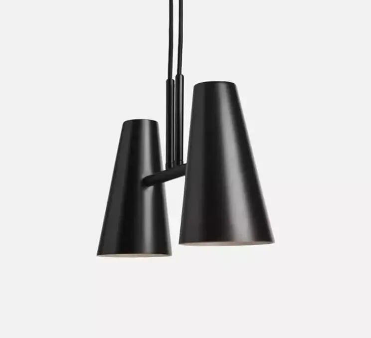 Suspension, Cono, 2 abat-jour, noir, L42cm, H19,7cm - Woud