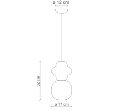 Suspension, Copacabana, gris clair , Ø17cm, H32cm - Ferroluce