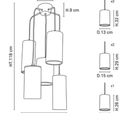 Suspension, Cosiness 5L, bouclette blanc, Ø44cm, H118cm - Market Set