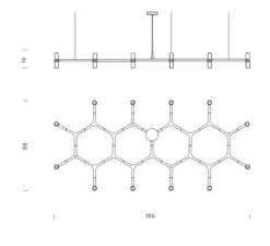 Suspension, Crown Plana Major, acier poli, L186cm, H16cm - Nemo Lighting