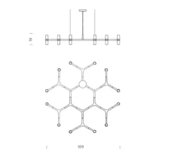 Suspension, Crown Plana Minor, acier poli, L109cm, H16cm - Nemo Lighting