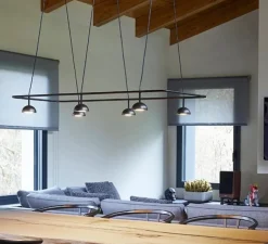 Suspension, Cupolina 3935S, noir, LED, dim, 2700K, 725 lm, L120cm, H11,2cm - Estiluz