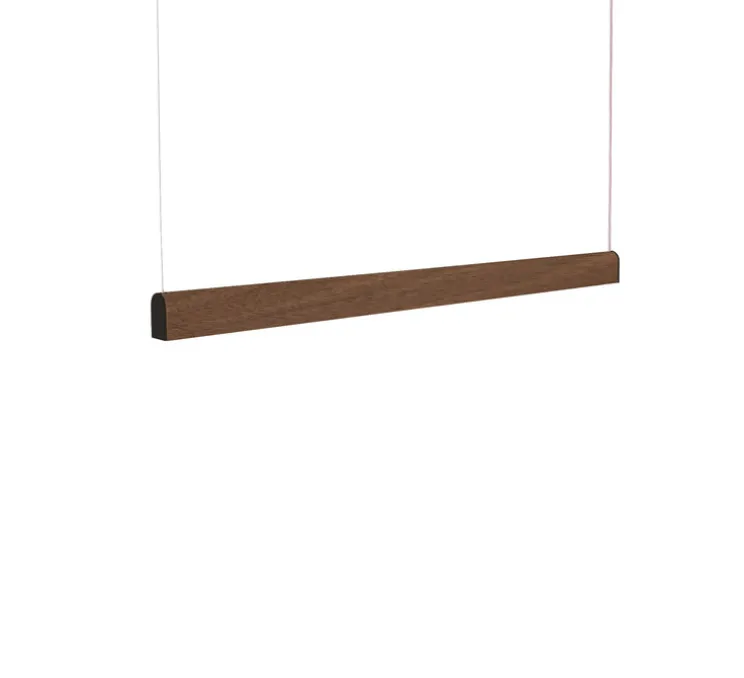 Suspension, Curve, bois, noyer, LED, DALI, microprisme, dim, 2700K, 1300 lm, L116cm, H6cm - Tunto