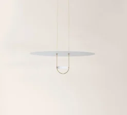 Suspension, D03, blanc et laiton, LED, 2700K, 3000 lm, Ø50cm, H81cm - OliveLab